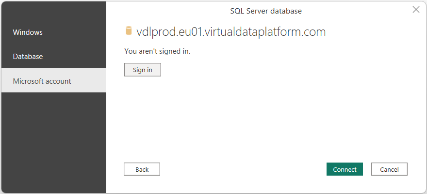 Sign in using Microsoft Account