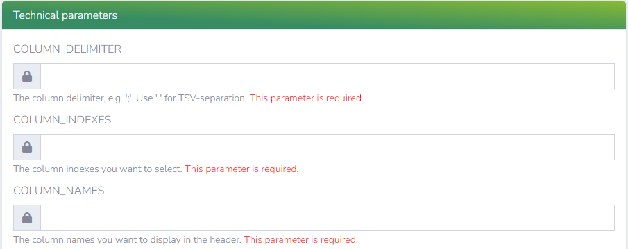 Technical Parameters Technical Parameters