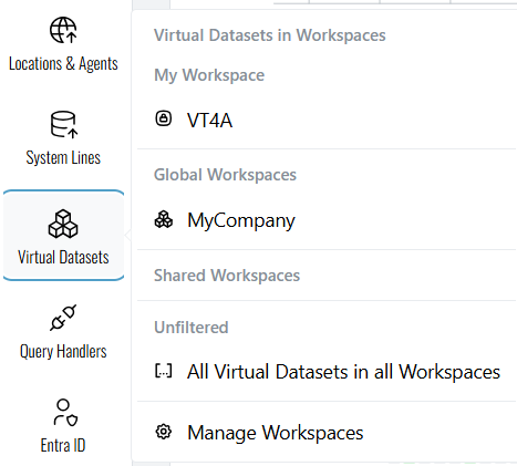 Select Virtual Datasets by Workspace